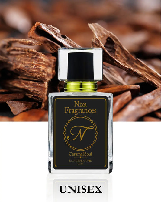 Caramel Soul by NIXA – luxury oud perfume in Pakistan 2025, warm spicy unisex fragrance with deep amber tones