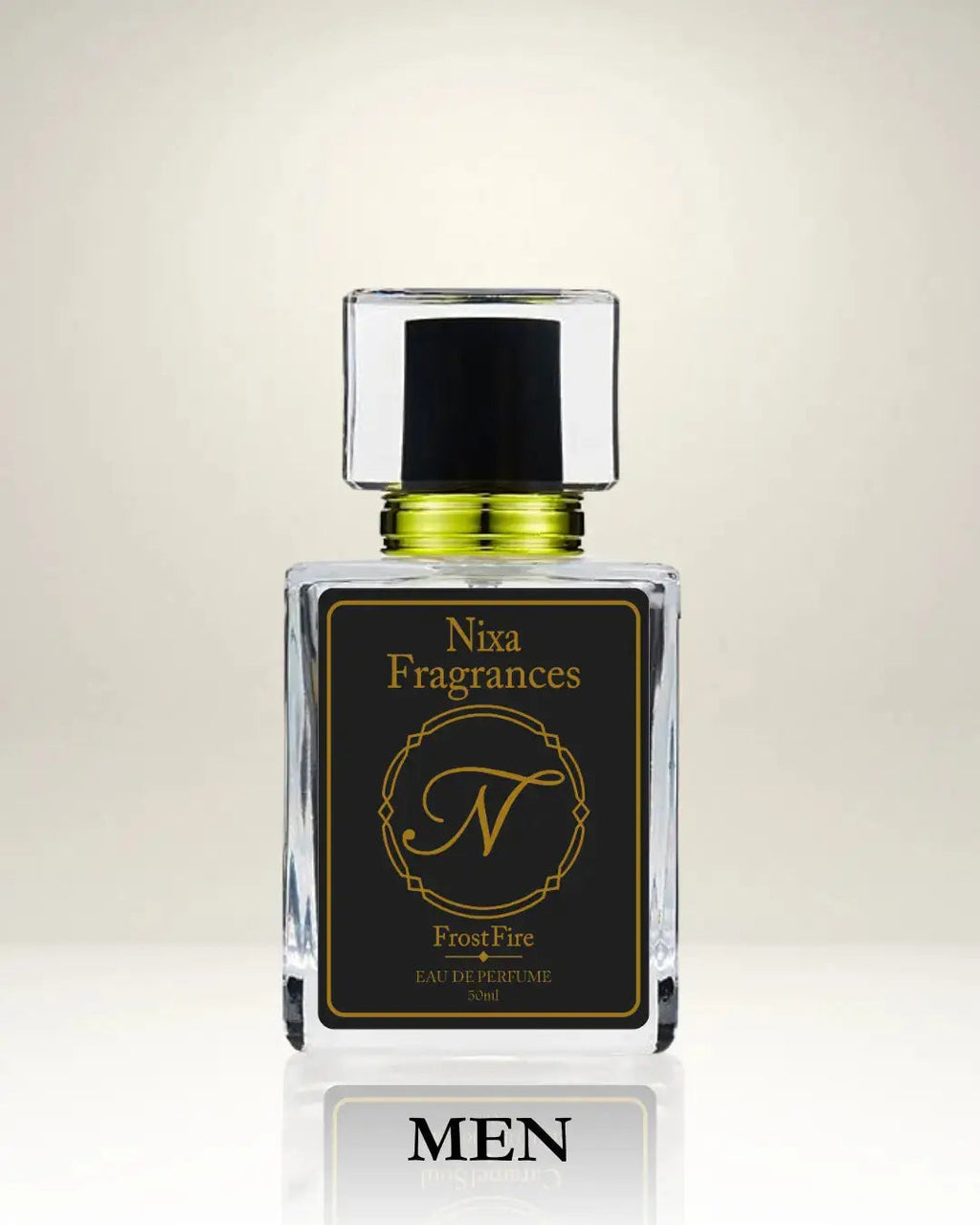 Frost Fire by NIXA Fragrances– strong and fresh men’s perfume in Pakistan 2025 with woody, spicy, and bergamot notes