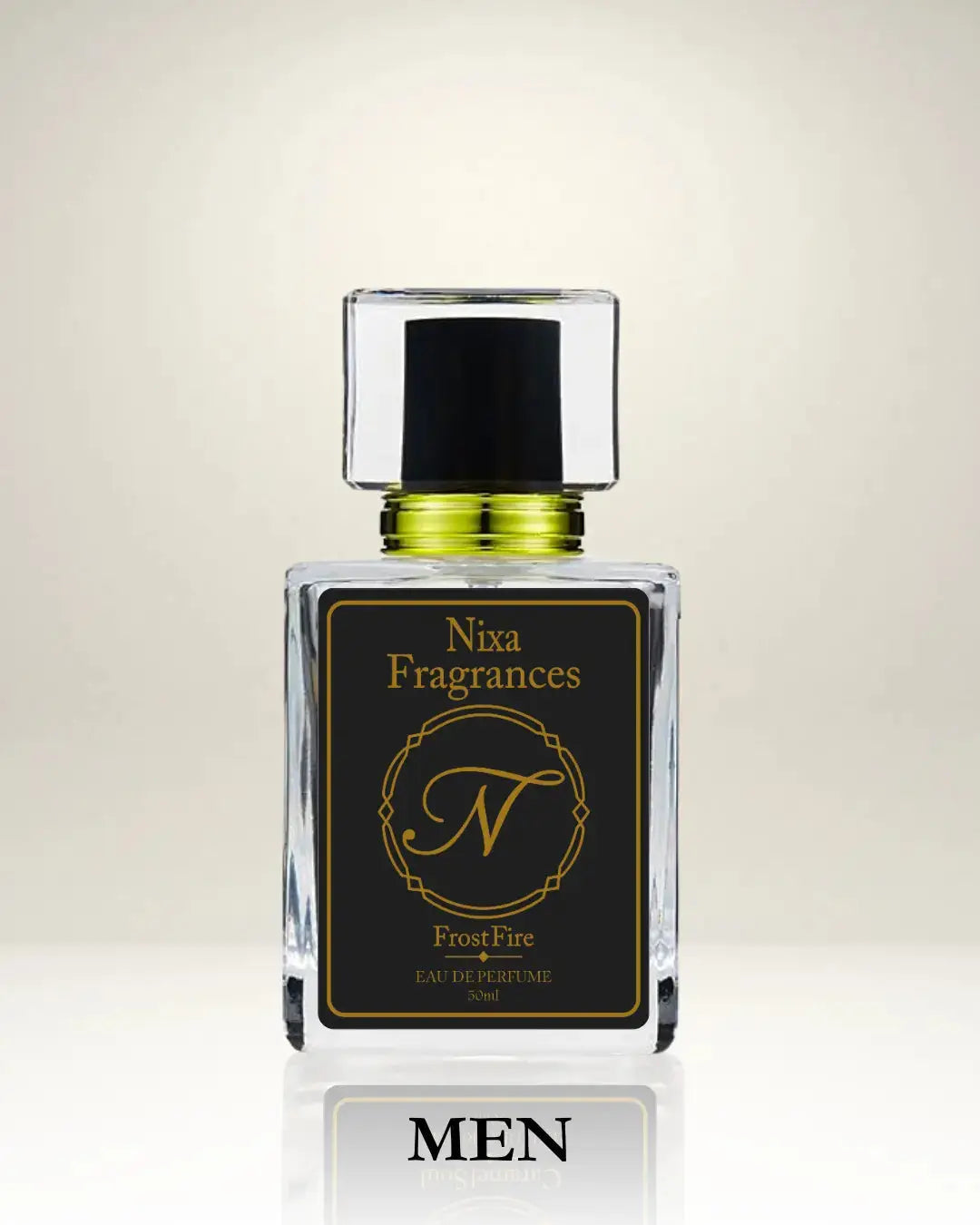 Frost Fire by NIXA Fragrances– strong and fresh men’s perfume in Pakistan 2025 with woody, spicy, and bergamot notes