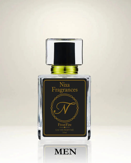 Frost Fire by NIXA Fragrances– strong and fresh men’s perfume in Pakistan 2025 with woody, spicy, and bergamot notes