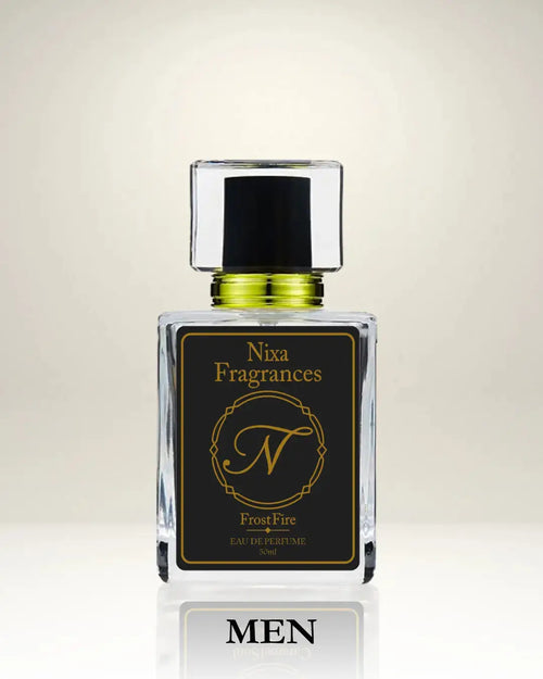 Frost Fire by NIXA Fragrances– strong and fresh men’s perfume in Pakistan 2025 with woody, spicy, and bergamot notes